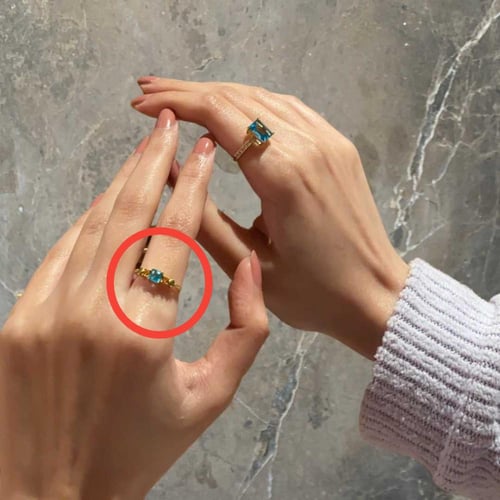 [R028] خاتم فضة عيار 925 مطلي بالذهب مقاس 6