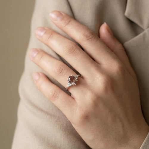 [R030]خاتم حجر الزلتانايت (متغير اللون) - فضة عيار...