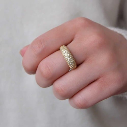 [R005] خاتم فضة عيار 925 مطلي بالذهب ومزين بالزركو...