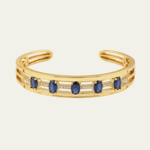[B021] اسوارة Bangle 5 أحجار زفير بيضاوية مطلية با...