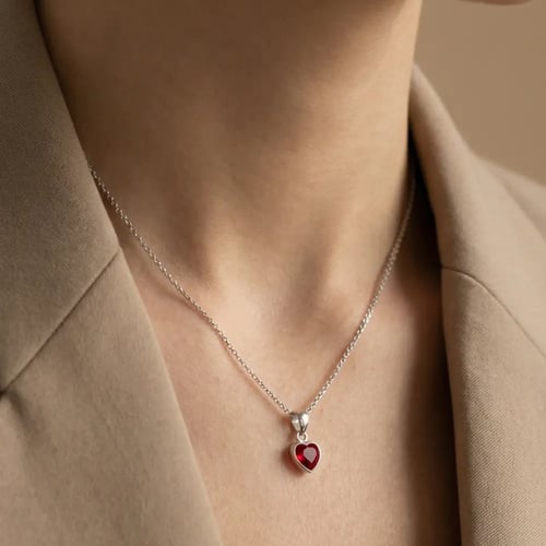 [RJ001] سلسال فضة بشكل قلب