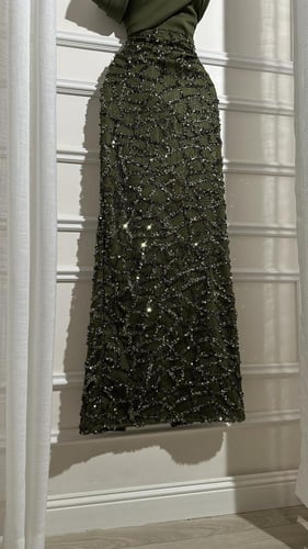 فستان سهرة زيتي كلوش ترتر EV255