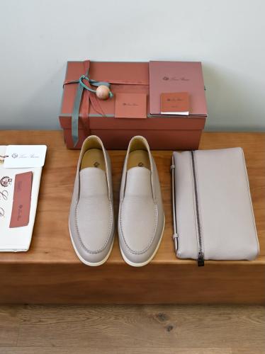 حذاء لورو بيانا الرجالي الفاخر من الجلد الطبيعي ( Loro Piana Open Walk Grained Leather )