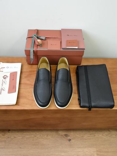 حذاء لورو بيانا الرجالي الفاخر من الجلد الطبيعي ( Loro Piana Open Walk Grained Leather )