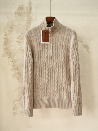 سترة لورو بيانا الرجالية الفاخرة المحبوكة بسحاب (Loro Piana Cable-Knit Zip Cardigan / Sweater)