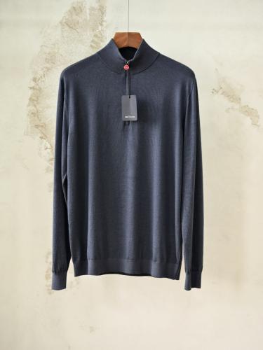 سترة كيتون الرجالية المحبوكة بنصف سحاب (Kiton 14 Micron Wool Half-Zip Pullover)