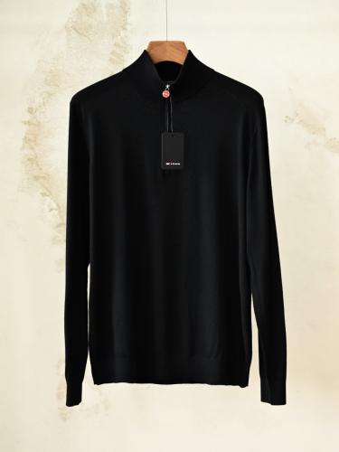 سترة كيتون الرجالية المحبوكة بنصف سحاب (Kiton 14 Micron Wool Half-Zip Pullover)
