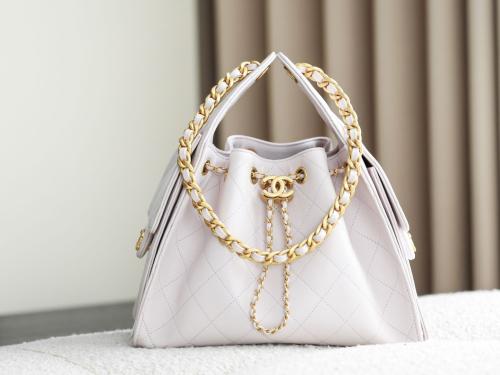 حقيبة شانيل (Chanel) كافيار برباط علوي - وردي ثلجي...