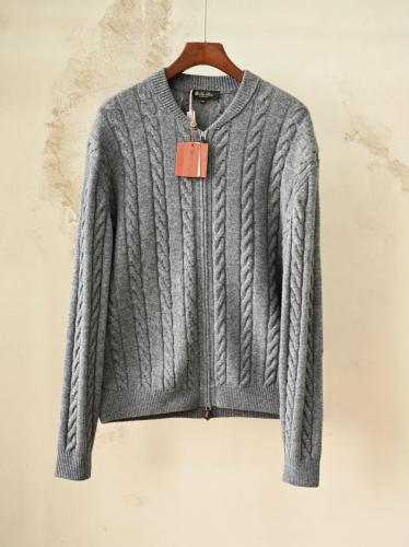 سترة لورو بيانا الرجالية الفاخرة المحبوكة بسحاب (Loro Piana Cable-Knit Zip Cardigan / Sweater)