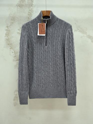 سترة لورو بيانا الرجالية الفاخرة المحبوكة بسحاب (Loro Piana Cable-Knit Zip Cardigan / Sweater)