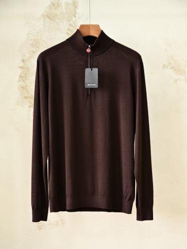 سترة كيتون الرجالية المحبوكة بنصف سحاب (Kiton 14 Micron Wool Half-Zip Pullover)