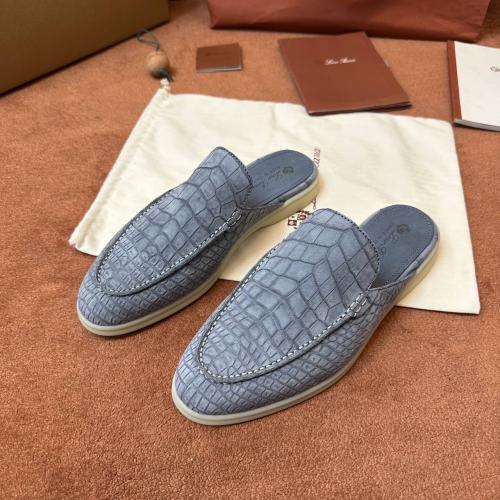 حذاء لورو بيانا الرجالي الفاخر بتصميم نقشة التمساح (Loro Piana Crocodile-Embossed Leather Mules)