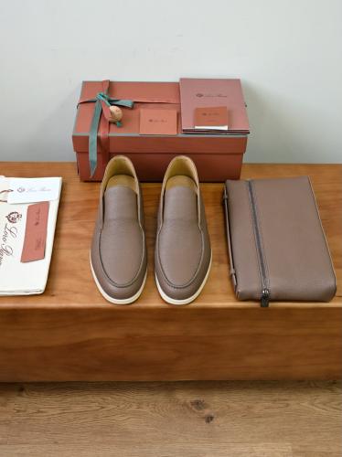 حذاء لورو بيانا الرجالي الفاخر من الجلد الطبيعي ( Loro Piana Open Walk Grained Leather )