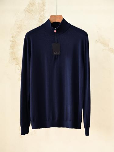 سترة كيتون الرجالية المحبوكة بنصف سحاب (Kiton 14 Micron Wool Half-Zip Pullover)