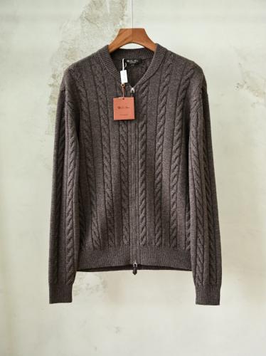 سترة لورو بيانا الرجالية الفاخرة المحبوكة بسحاب (Loro Piana Cable-Knit Zip Cardigan / Sweater)