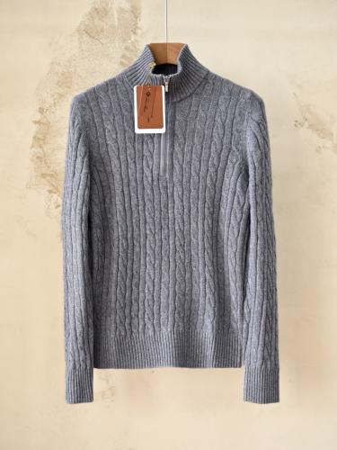 سترة لورو بيانا الرجالية الفاخرة المحبوكة بسحاب (Loro Piana Cable-Knit Zip Cardigan / Sweater)
