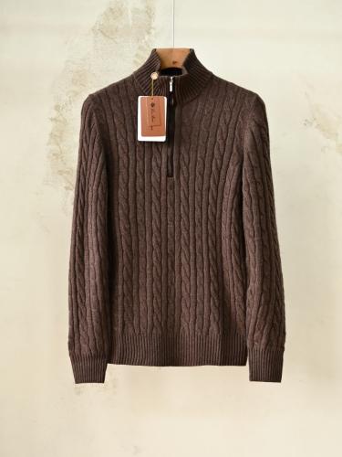 سترة لورو بيانا الرجالية الفاخرة المحبوكة بسحاب (Loro Piana Cable-Knit Zip Cardigan / Sweater)
