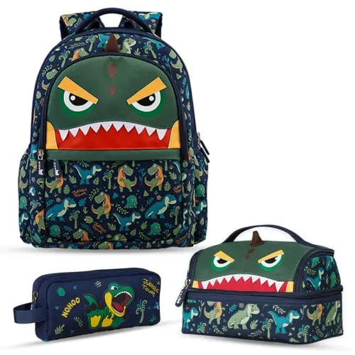طقم حقيبة مدرسية للأطفال من NOHOO – تصميم الديناصور