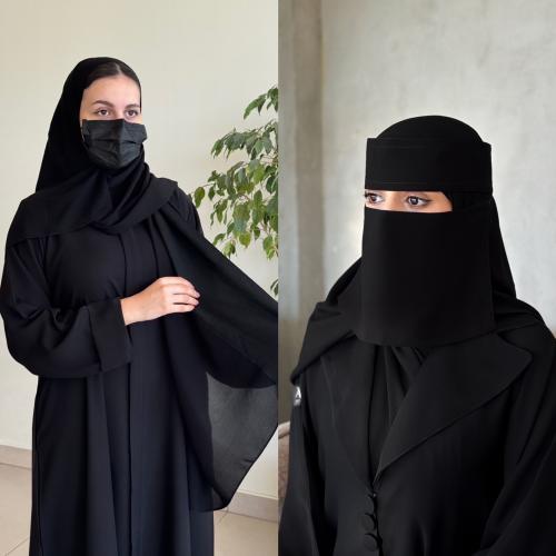 2 نقاب مشبك قصير : 2 طرحه ربع قطن