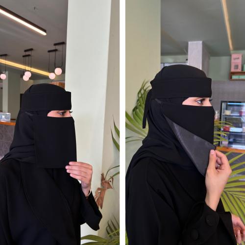 2 نقاب مبطن حرير وسط + 1 نقاب قصير عادي