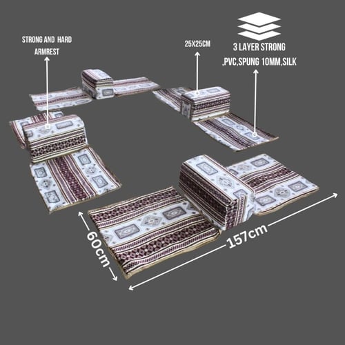 طقم فرشة تخييم ارضية مع اربع مراكي من القماش عالي...