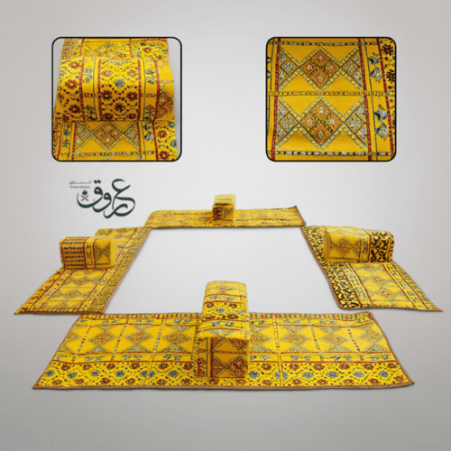 طقم فرشة تخييم ارضية لباد مع اربع مراكي من القماش...