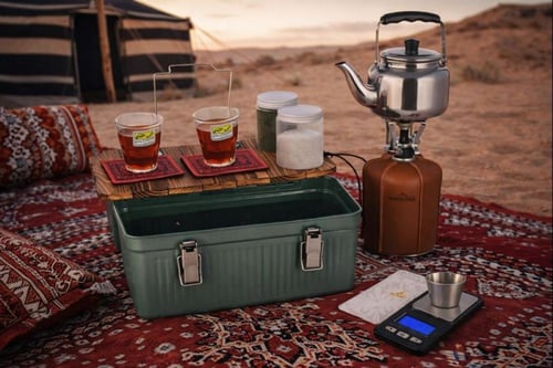 صندوق طقم عزبة الشاي للتخييم/ لون اخضر -CM-43016G