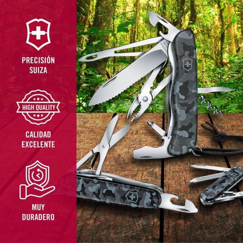سكين جيب سويسري فيكترونيكس 15 وظيفة، تمويه رمادي/أ...