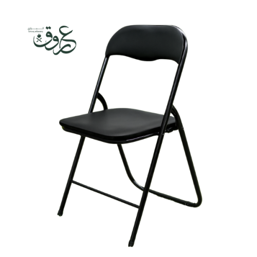 كرسي أسود بـ إطار فولاذي وهيكل قوي عالي التحمل – م...