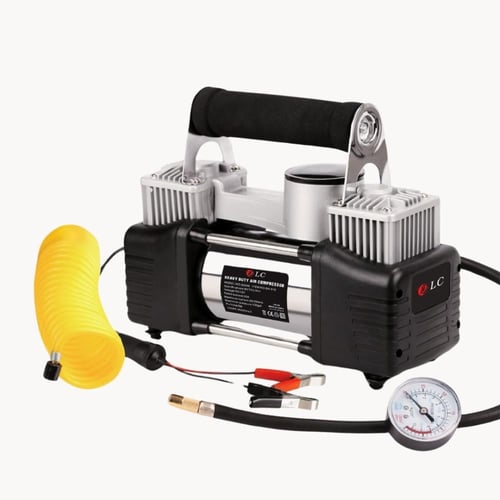 ضاغط هواء للسيارة بأسطوانة مزدوجة - أسود فضي 92000