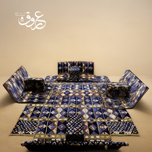 طقم جلسة مربعة أرضية بتصميم عملي ومساند جانبية مري...