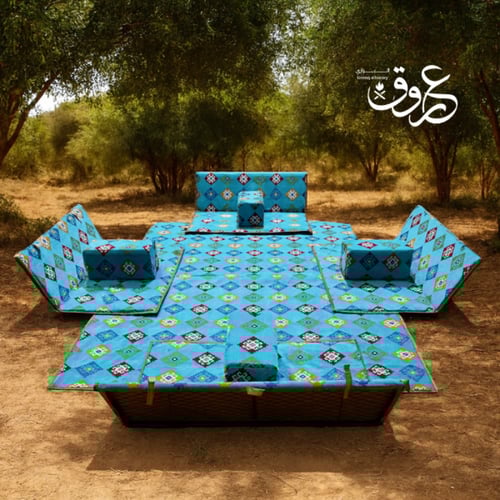 طقم جلسة تخييم أرضية مع وسائد مريحة قابلة للفك وال...