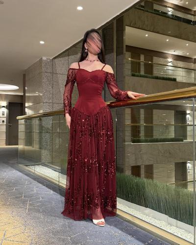 فستان سهره كريب تطريز يدوي