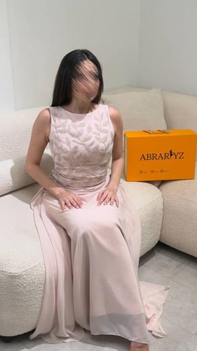 فستان سهره شيفون تطريز يدوي