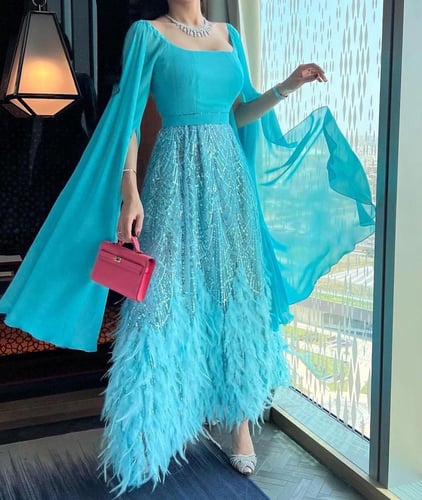 فستان سهرة باكمام طويلة