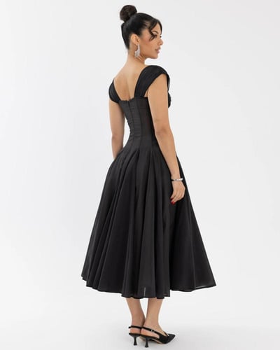 فستان ناعم ميدي راقي كسرات