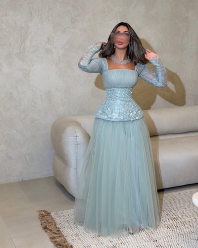 فستان سهرة تل كلفه خرز فخمه