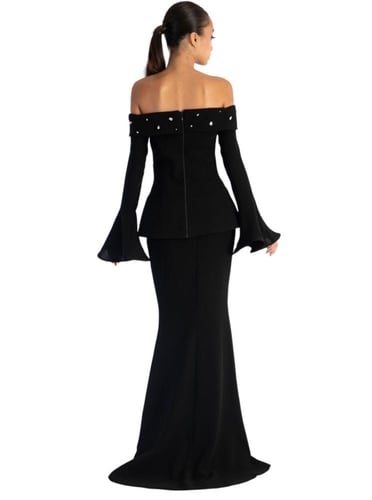 فستان سهره باكمام مفتوحه