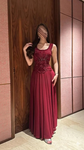 فستان سهرة جورجيت تطريز يدوي