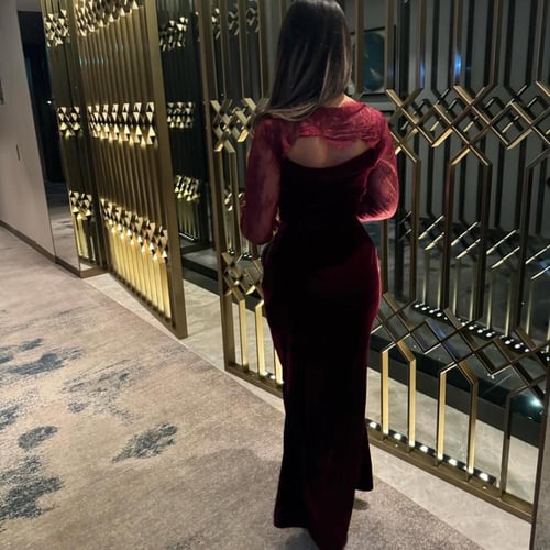 فستان سهره ناعم جوخ باكمام دانتيل