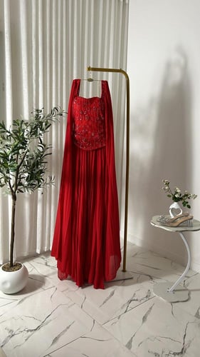 فستان سهره شيفون كلوش دبل لونين