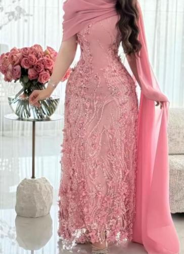 فستان سهره ورد شال شيفون