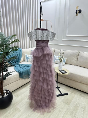 فستان سهره كريب باربي تل تطريز يدوي