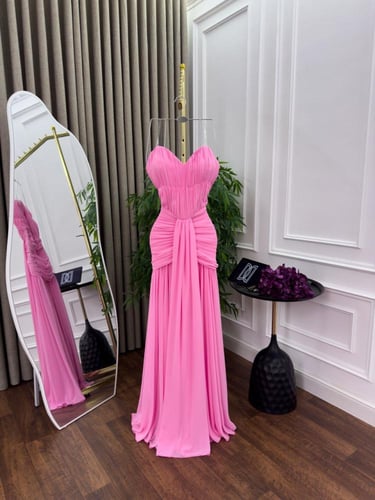 فستان سهره شيفون صدر كسرات ذيل كلوش