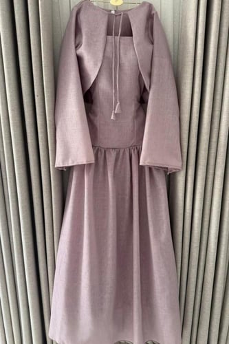 فستان ناعم قطعتين لون موف