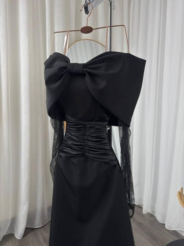 فستان سهرة باربي دانتيل بالون الاسود الملكي