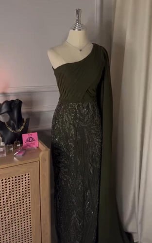 فستان سهره شيفون خرز لونين