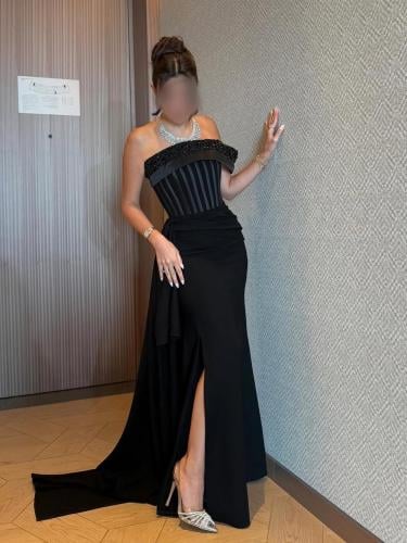 فستان سهرة باربي اسود تطريز يدوي