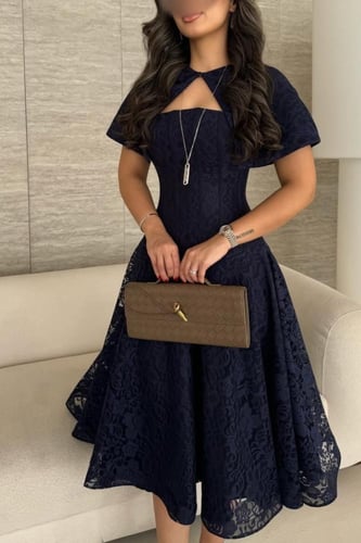 فستان ناعم دانتيل كحلي