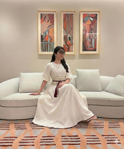 جلابيه كتان بحريني تطريز كمبيوتر